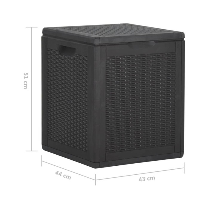 Boîte de rangement de jardin 90 L Noir PP Rotin