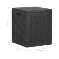 Boîte de rangement de jardin 90 L Noir PP Rotin