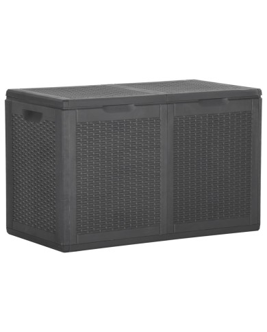 Boîte de rangement de jardin 180 L Noir PP Rotin