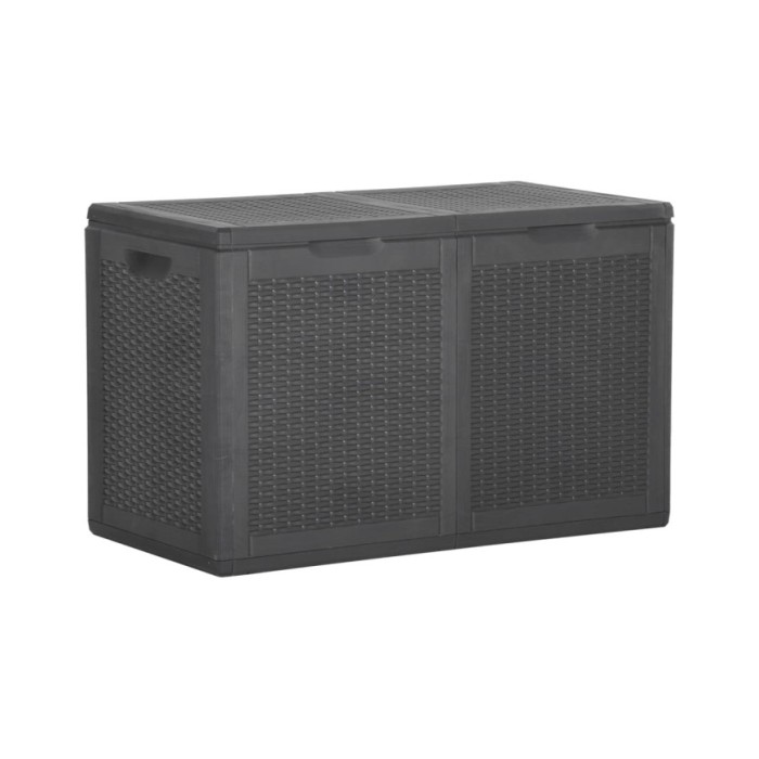 Boîte de rangement de jardin 180 L Noir PP Rotin
