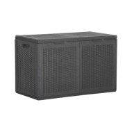 Boîte de rangement de jardin 180 L Noir PP Rotin