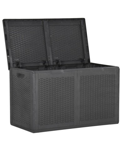 Boîte de rangement de jardin 180 L Noir PP Rotin