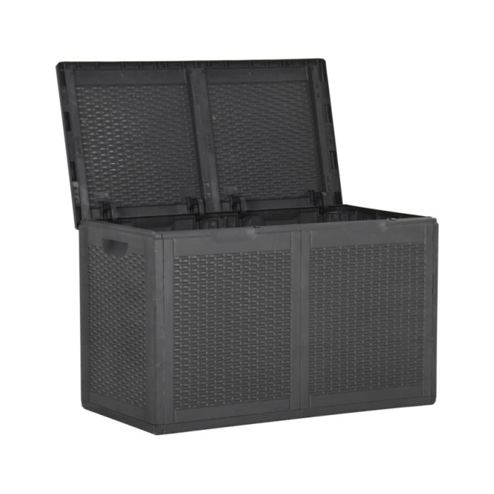 Boîte de rangement de jardin 180 L Noir PP Rotin