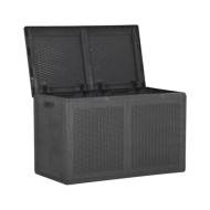 Boîte de rangement de jardin 180 L Noir PP Rotin