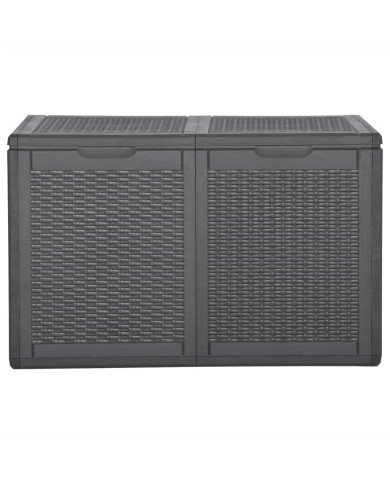 Boîte de rangement de jardin 180 L Noir PP Rotin