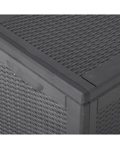 Boîte de rangement de jardin 180 L Noir PP Rotin