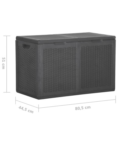 Boîte de rangement de jardin 180 L Noir PP Rotin