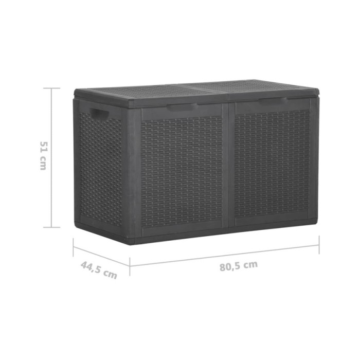 Boîte de rangement de jardin 180 L Noir PP Rotin