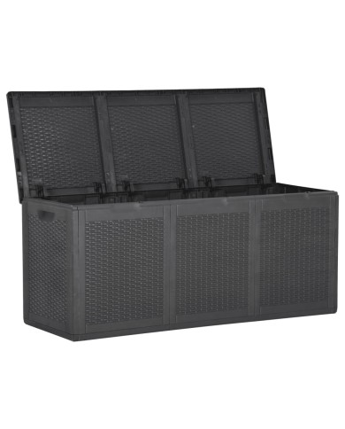 Boîte de rangement de jardin 270 L Noir PP Rotin