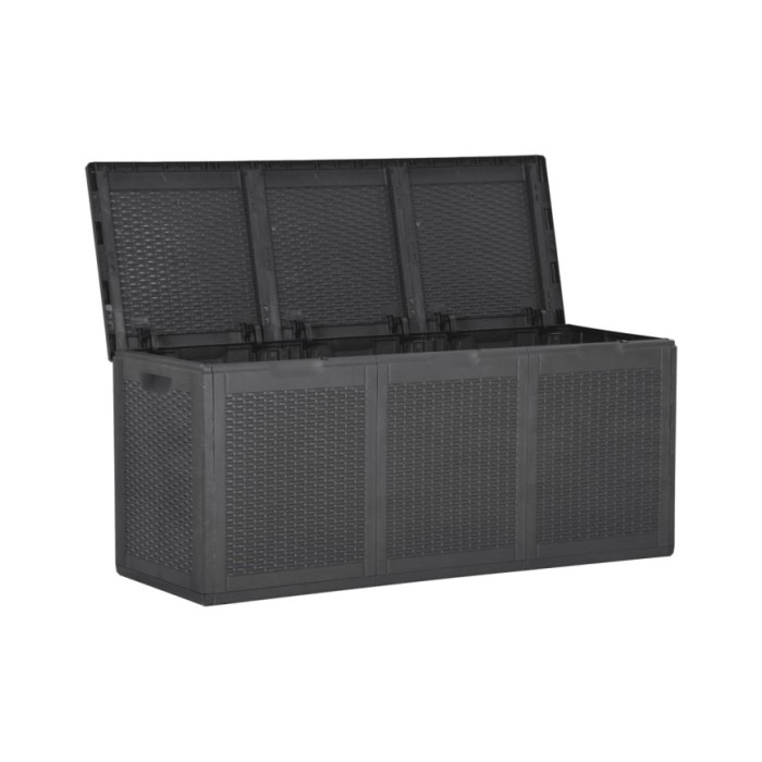 Boîte de rangement de jardin 270 L Noir PP Rotin