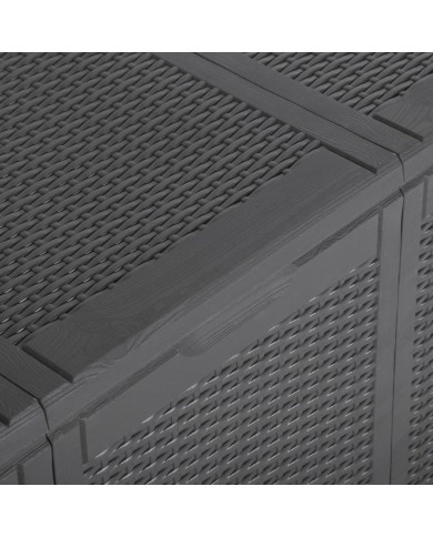 Boîte de rangement de jardin 270 L Noir PP Rotin