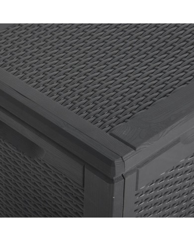 Boîte de rangement de jardin 270 L Noir PP Rotin