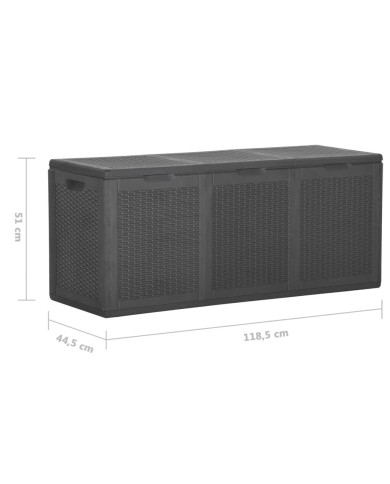 Boîte de rangement de jardin 270 L Noir PP Rotin