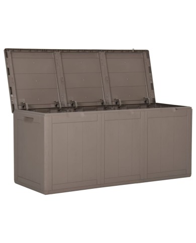 Boîte de rangement de jardin 270 L Marron PP Rotin