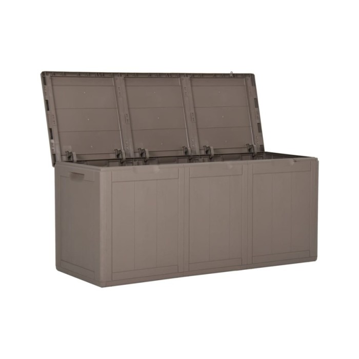 Boîte de rangement de jardin 270 L Marron PP Rotin