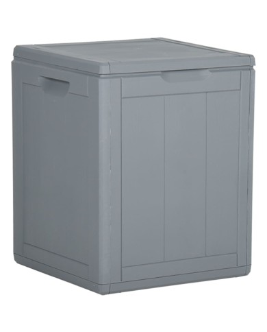 Boîte de rangement de jardin 90 L Gris PP Rotin