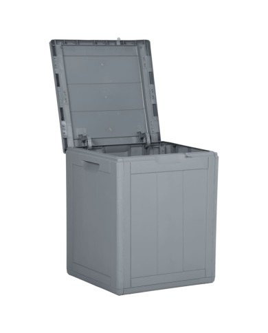 Boîte de rangement de jardin 90 L Gris PP Rotin