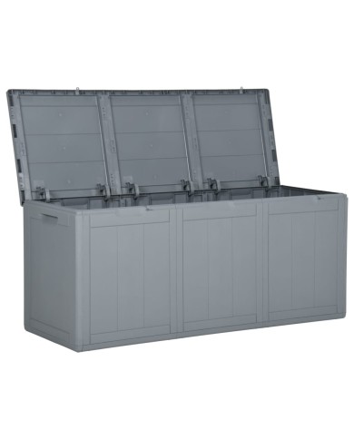 Boîte de rangement de jardin 270 L Gris PP Rotin