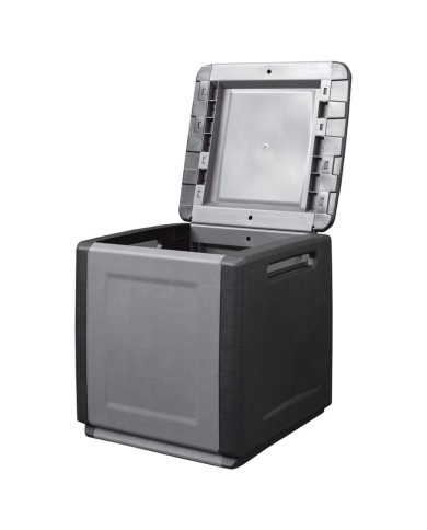 Boîte de rangement de jardin 54x53x57 cm 130 L Gris foncé noir