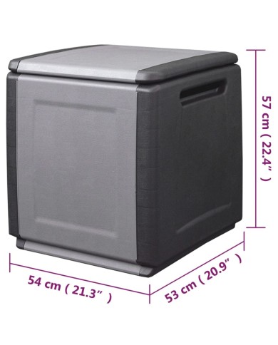 Boîte de rangement de jardin 54x53x57 cm 130 L Gris foncé noir