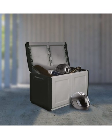 Boîte de rangement de jardin 96x53x57 cm 230 L Gris foncé noir