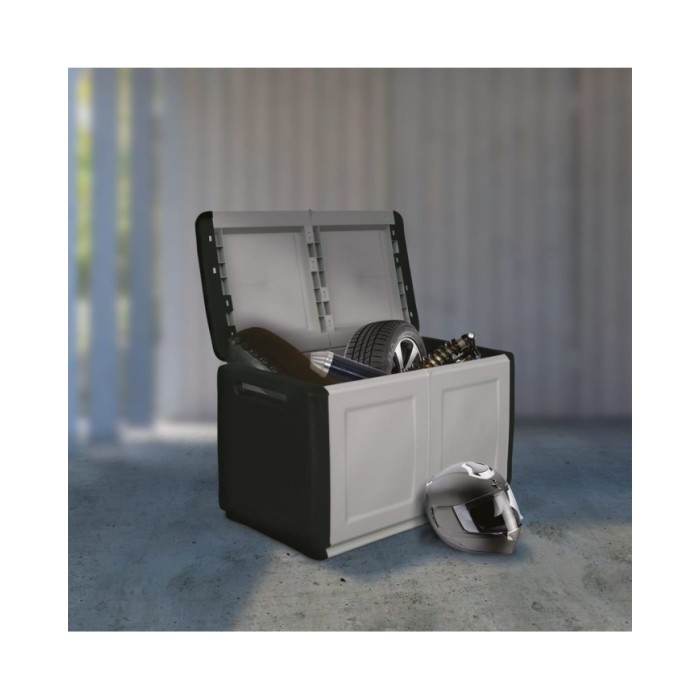 Boîte de rangement de jardin 96x53x57 cm 230 L Gris foncé noir