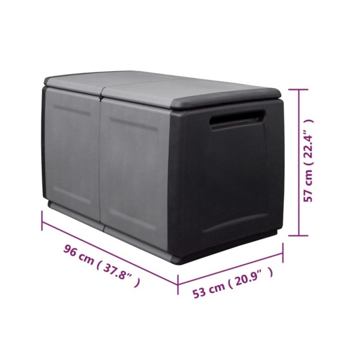 Boîte de rangement de jardin 96x53x57 cm 230 L Gris foncé noir