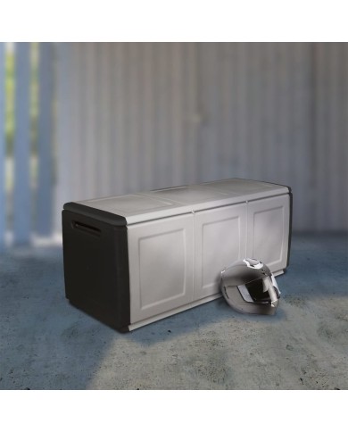 Boîte de rangement de jardin 138x53x57 cm 330 L Gris foncé noir