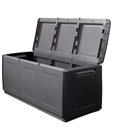 Boîte de rangement de jardin 138x53x57 cm 330 L Gris foncé noir