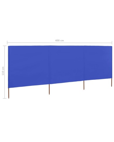 Paravent 3 panneaux Tissu 400 x 80 cm Bleu azuré