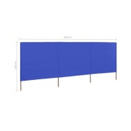 Paravent 3 panneaux Tissu 400 x 80 cm Bleu azuré