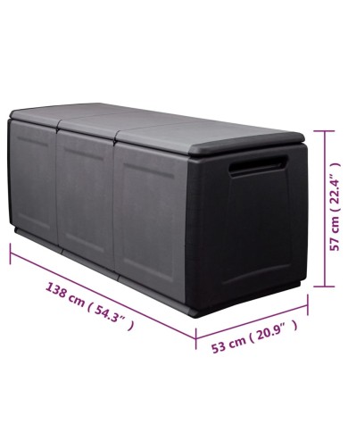 Boîte de rangement de jardin 138x53x57 cm 330 L Gris foncé noir