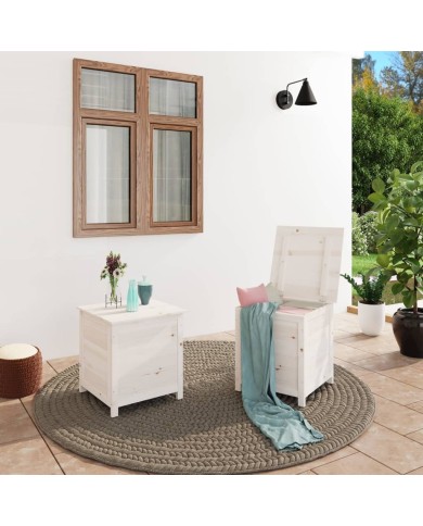 Boîte à coussins d'extérieur Blanc 50x50x56 cm Sapin massif