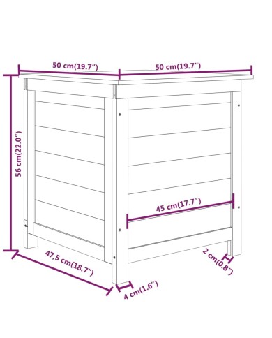 Boîte à coussins d'extérieur Blanc 50x50x56 cm Sapin massif