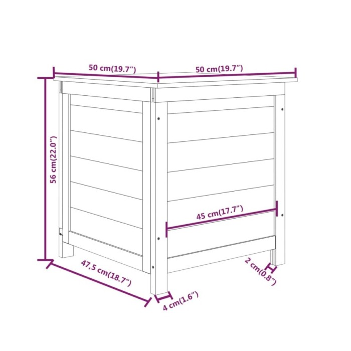 Boîte à coussins d'extérieur Anthracite 50x50x56cm Sapin massif