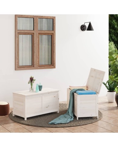 Boîte à coussins d'extérieur Blanc 100x50x56 cm Sapin massif