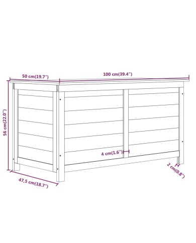 Boîte à coussins d'extérieur Marron 100x50x56 cm Sapin massif