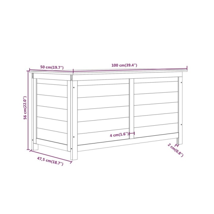 Boîte à coussins d'extérieur Marron 100x50x56 cm Sapin massif