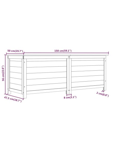 Boîte à coussins d'extérieur 150x50x56 cm Bois de sapin massif