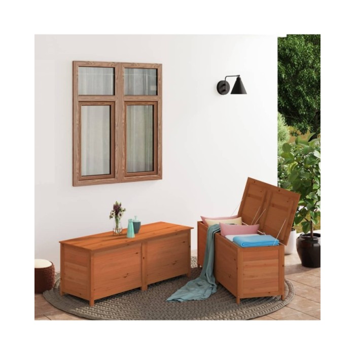 Boîte à coussins d'extérieur Marron 150x50x56 cm Sapin massif