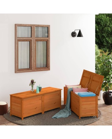 Boîte à coussins d'extérieur Marron 200x50x56 cm Sapin massif