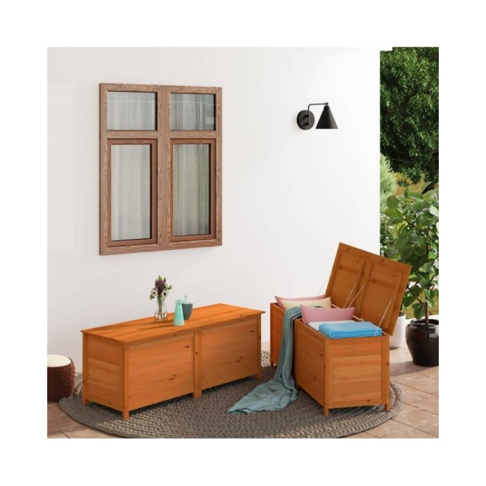 Boîte à coussins d'extérieur Marron 200x50x56 cm Sapin massif