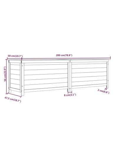 Boîte à coussins d'extérieur Marron 200x50x56 cm Sapin massif
