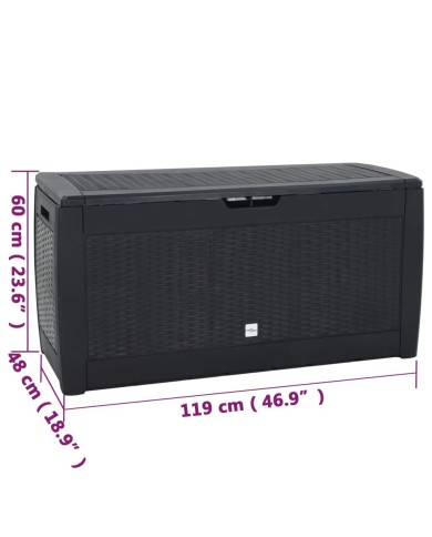 Boîte de stockage jardin Anthracite 119x48x60 cm Polypropylène