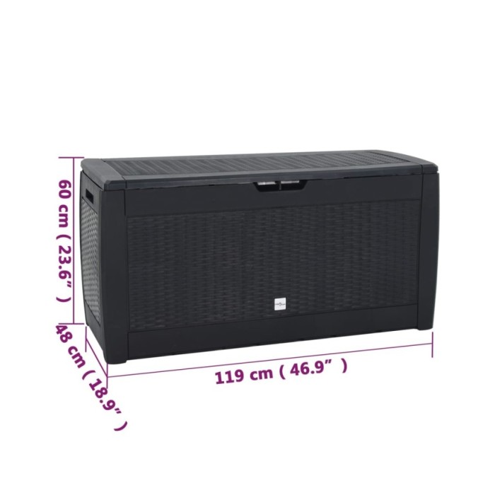 Boîte de stockage jardin Anthracite 119x48x60 cm Polypropylène