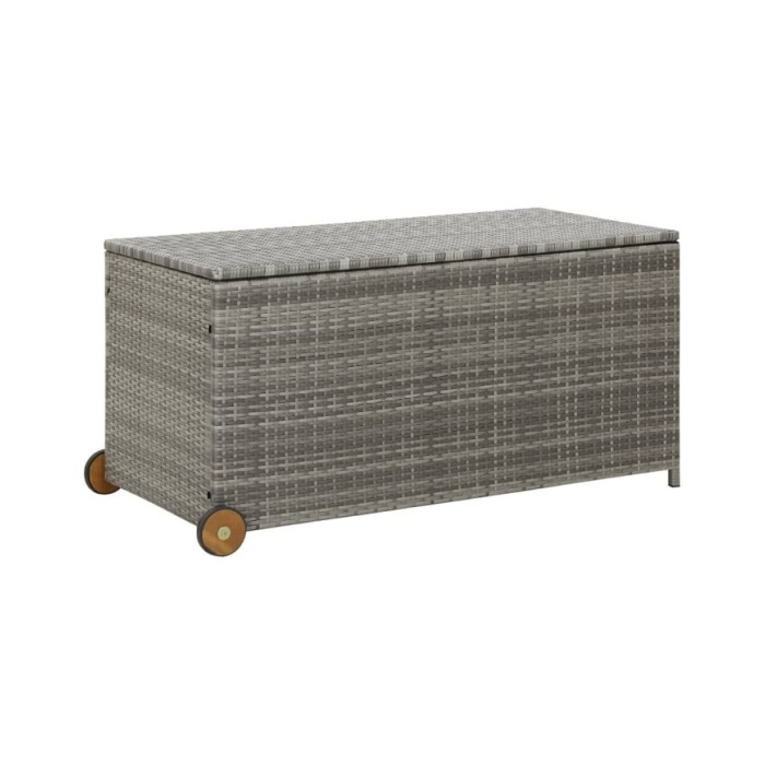 Boîte de rangement de jardin Gris clair 120x65x61 cm Rotin