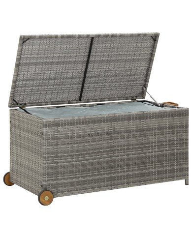Boîte de rangement de jardin Gris clair 120x65x61 cm Rotin