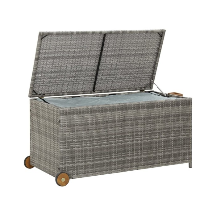 Boîte de rangement de jardin Gris clair 120x65x61 cm Rotin