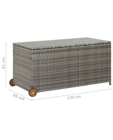 Boîte de rangement de jardin Gris clair 120x65x61 cm Rotin