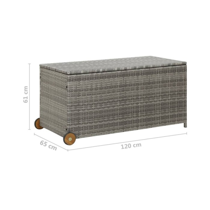 Boîte de rangement de jardin Gris clair 120x65x61 cm Rotin